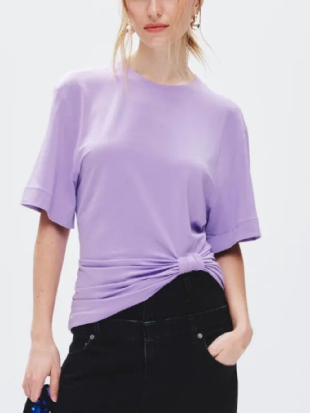 RABANNE Haut Knotted Top Relaxed Lavender Twist-Front Tee